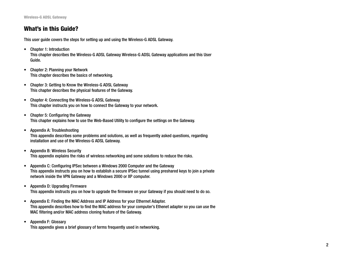 What’s in this guide | Linksys WAG54G User Manual | Page 9 / 95