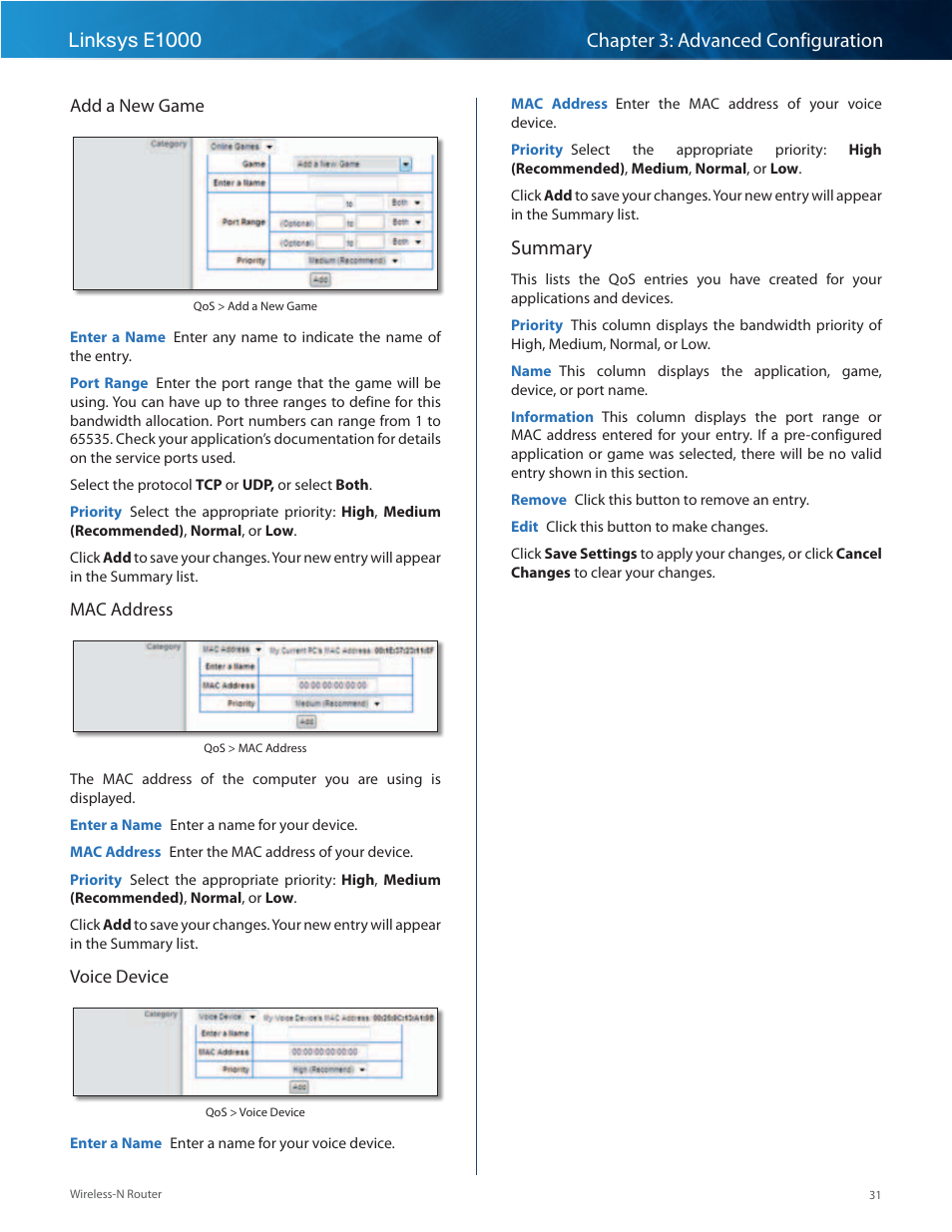 Summary | Linksys E1000 User Manual | Page 34 / 60