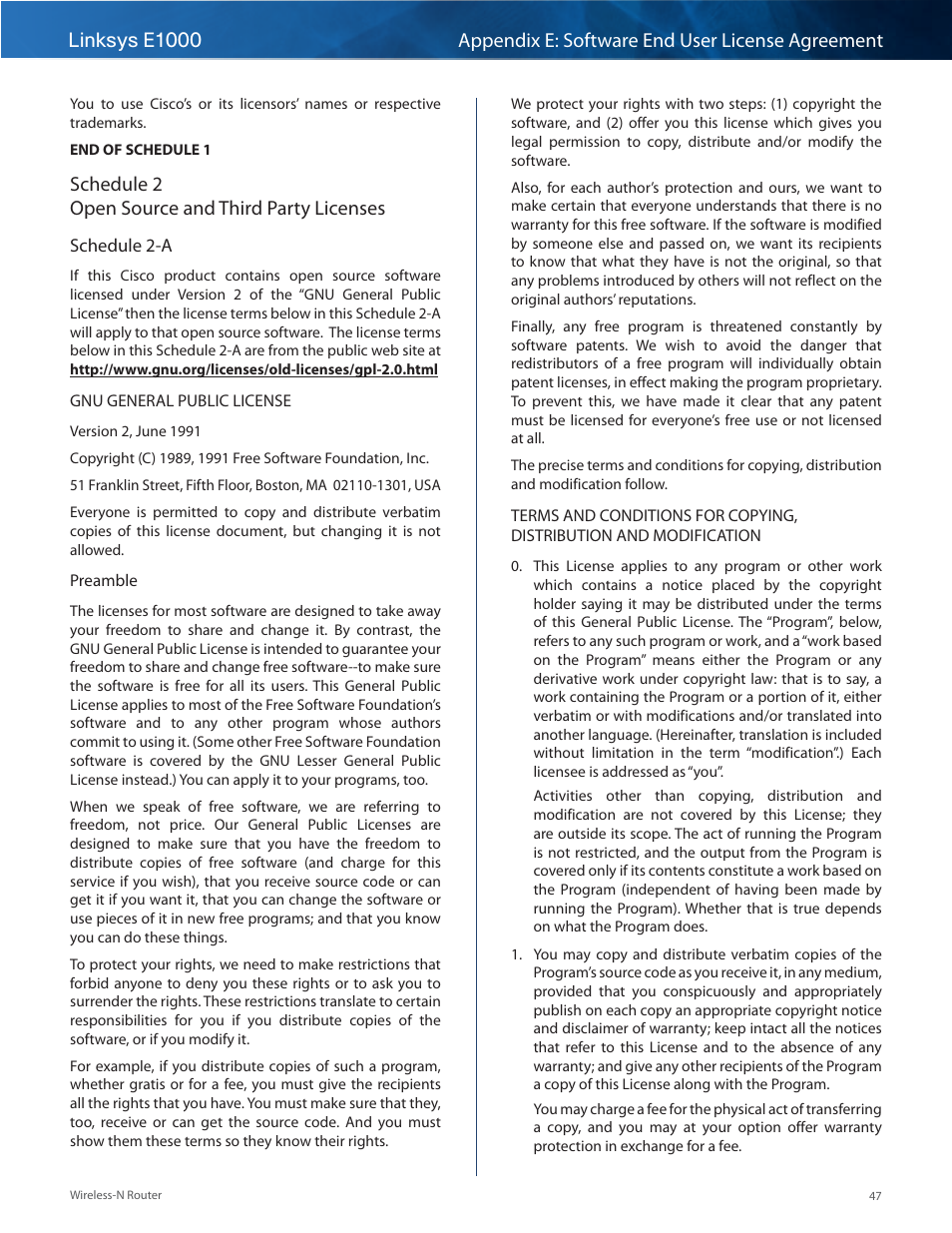 Schedule 2 open source and third party licenses | Linksys E1000 User Manual | Page 50 / 60