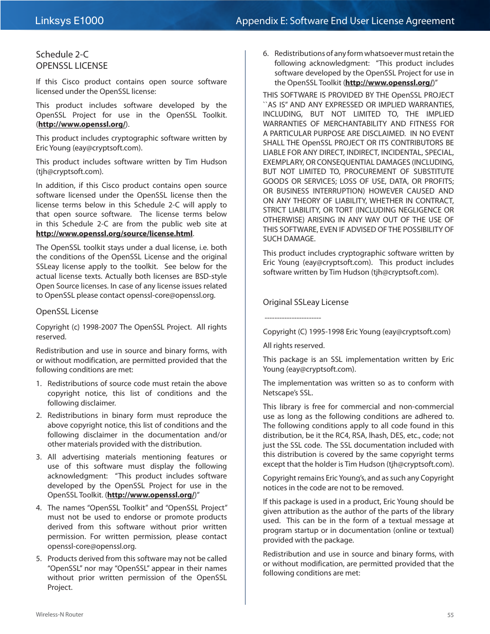 Linksys E1000 User Manual | Page 58 / 60