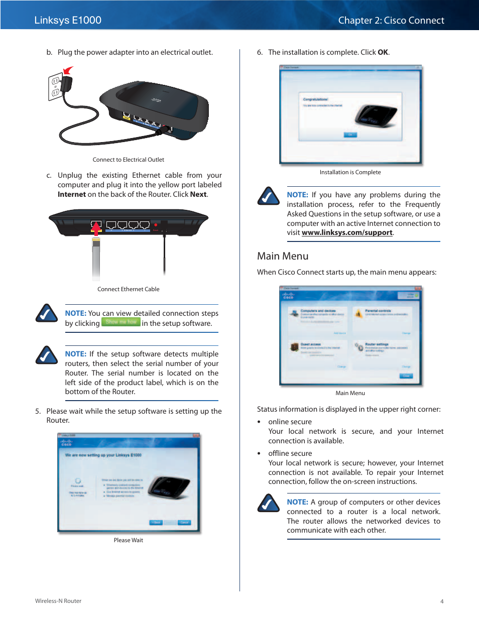 Main menu | Linksys E1000 User Manual | Page 7 / 60