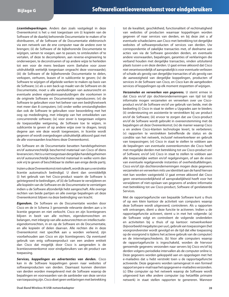 Softwarelicentieovereenkomst voor eindgebruikers | Linksys WUSB600N User Manual | Page 31 / 43