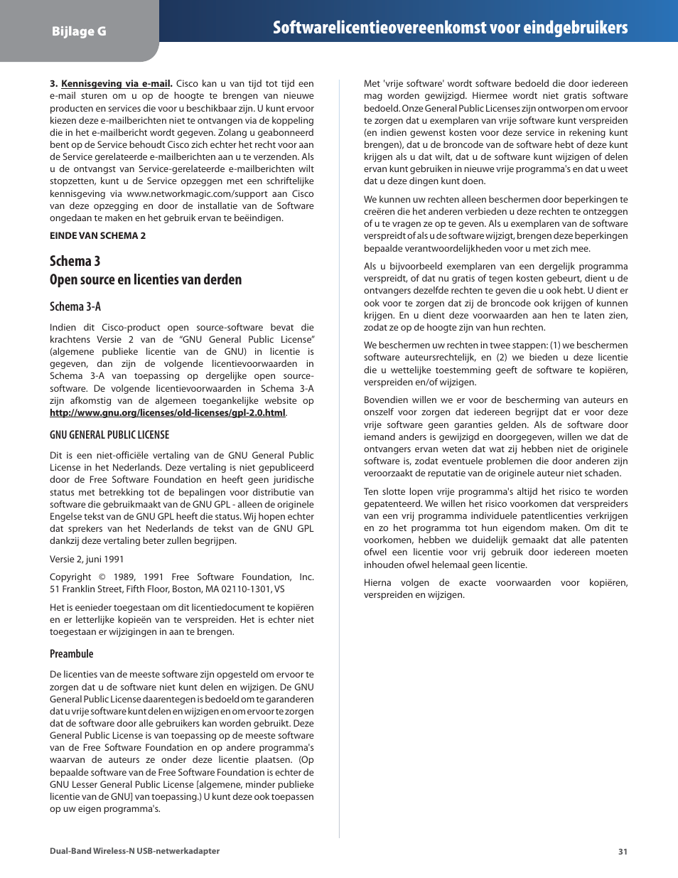 Softwarelicentieovereenkomst voor eindgebruikers, Schema 3 open source en licenties van derden | Linksys WUSB600N User Manual | Page 34 / 43