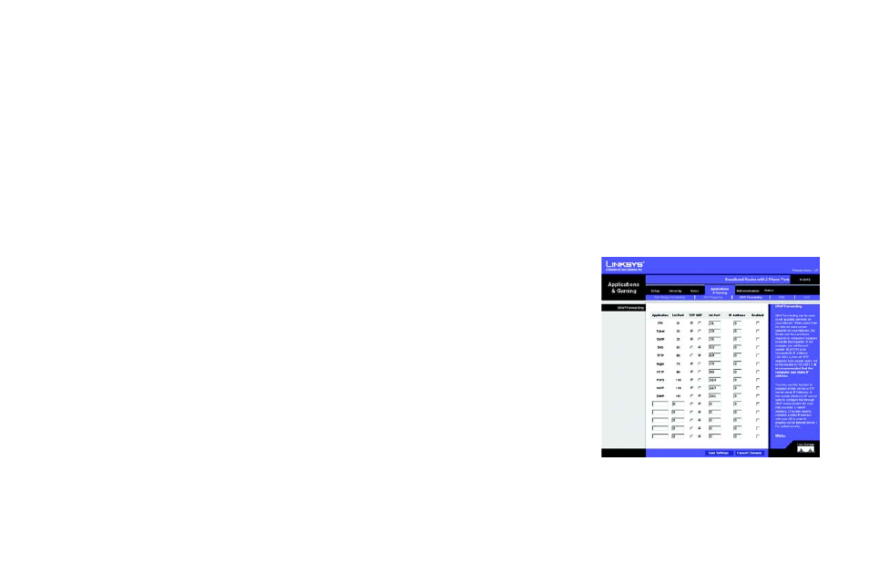 The applications & gaming tab - upnp forwarding | Linksys RT31P2 User Manual | Page 39 / 90