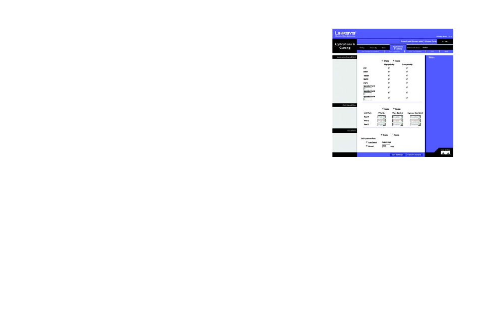 The applications & gaming tab - qos, Figure 5-22: applications & gaming tab - qos | Linksys RT31P2 User Manual | Page 43 / 90