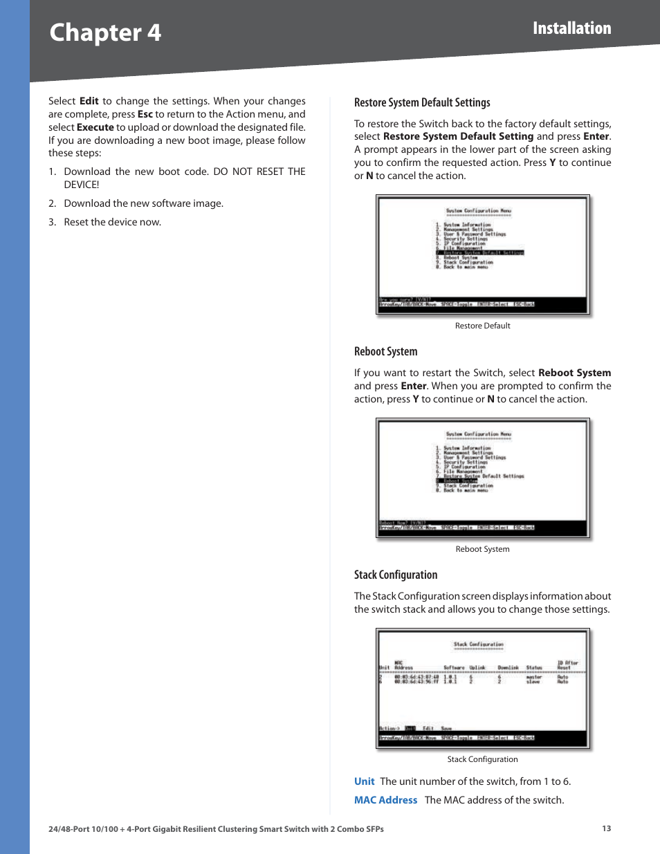 Chapter 4, Installation | Linksys SLM248G4S (G5) User Manual | Page 19 / 78