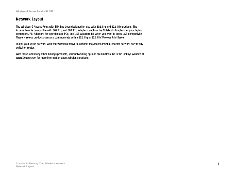 Network layout | Linksys WAP54GX User Manual | Page 11 / 64