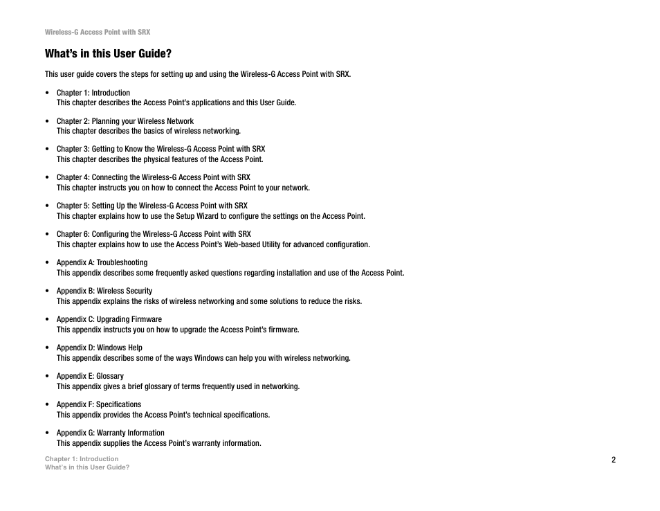 What’s in this user guide | Linksys WAP54GX User Manual | Page 8 / 64