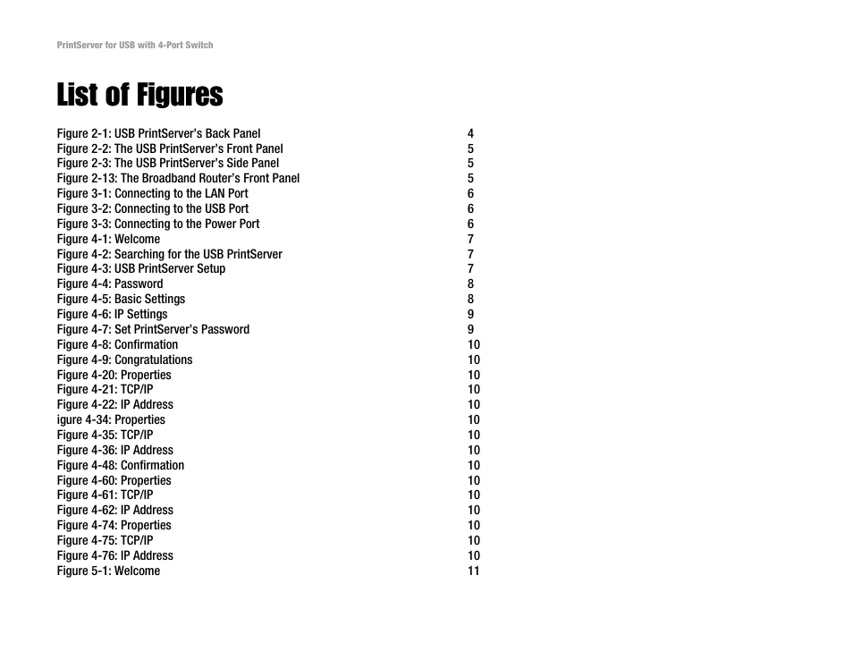 List of figures | Linksys PSUS4 User Manual | Page 5 / 58