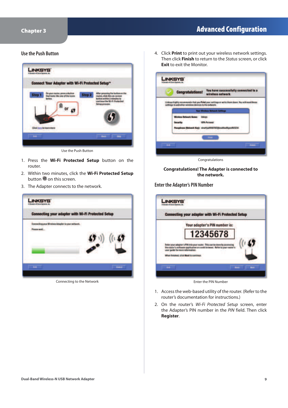 Advanced configuration | Linksys WUSB600N (EU) User Manual | Page 12 / 53
