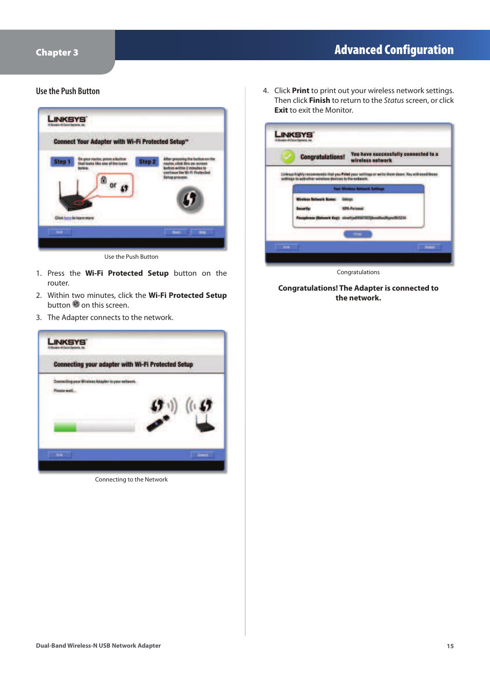 Advanced configuration | Linksys WUSB600N (EU) User Manual | Page 18 / 53