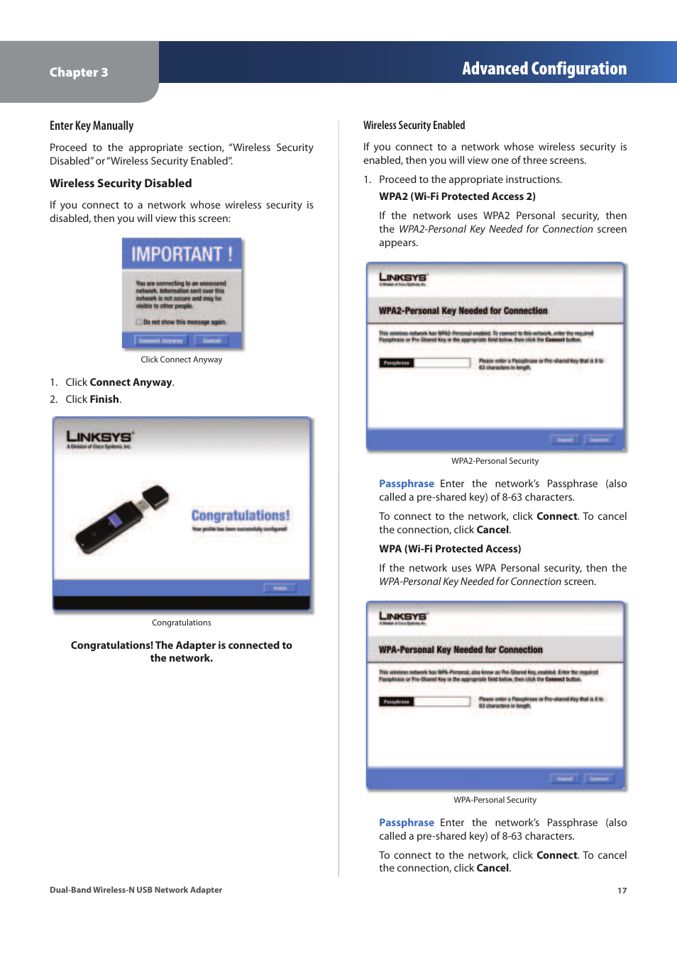 Advanced configuration | Linksys WUSB600N (EU) User Manual | Page 20 / 53