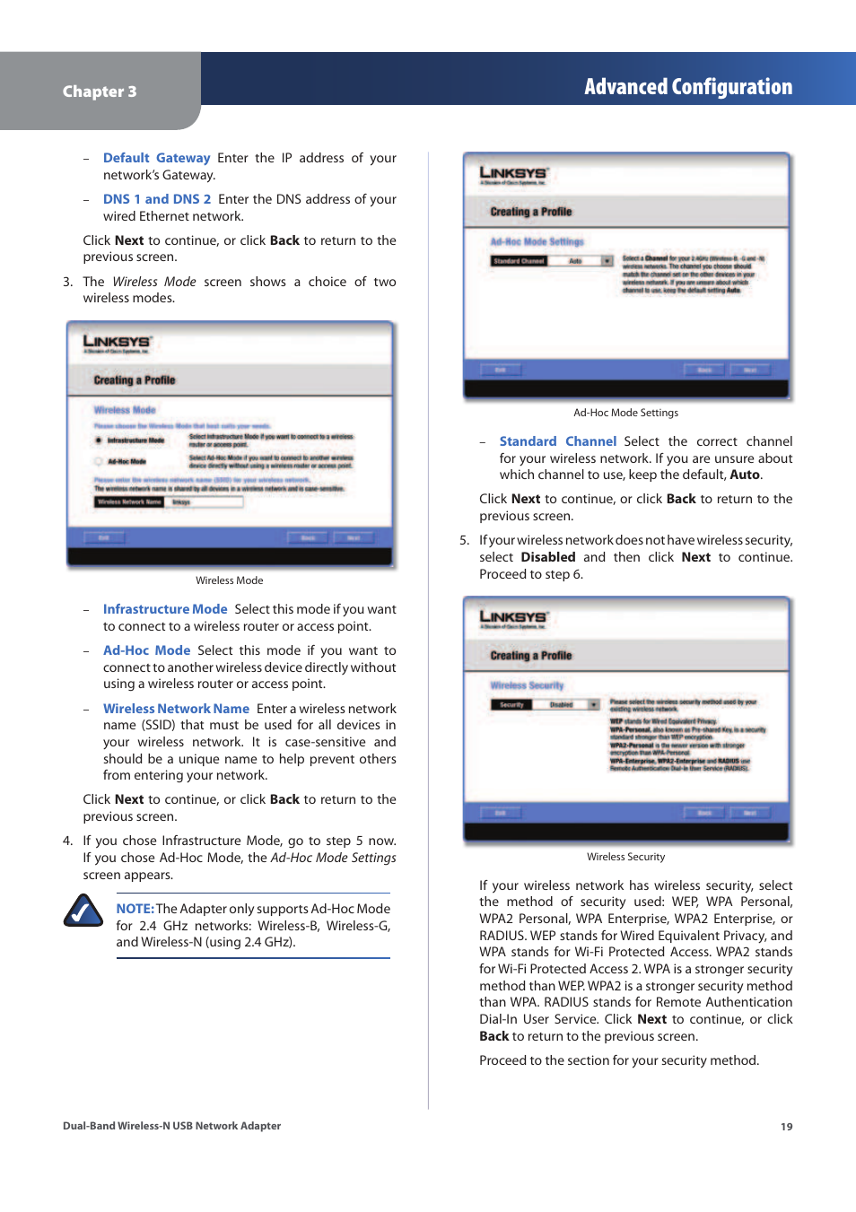 Advanced configuration | Linksys WUSB600N (EU) User Manual | Page 22 / 53