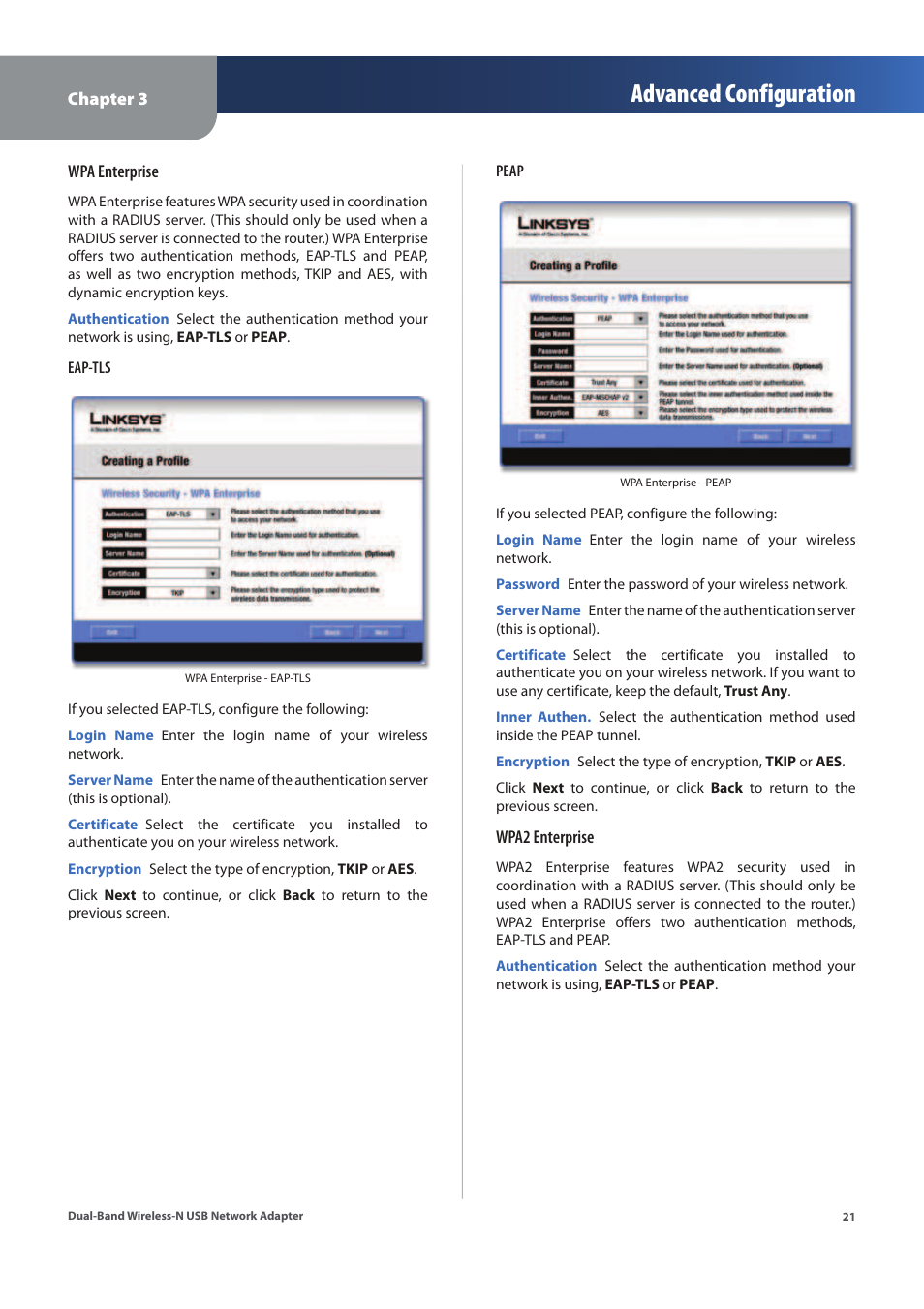 Advanced configuration | Linksys WUSB600N (EU) User Manual | Page 24 / 53