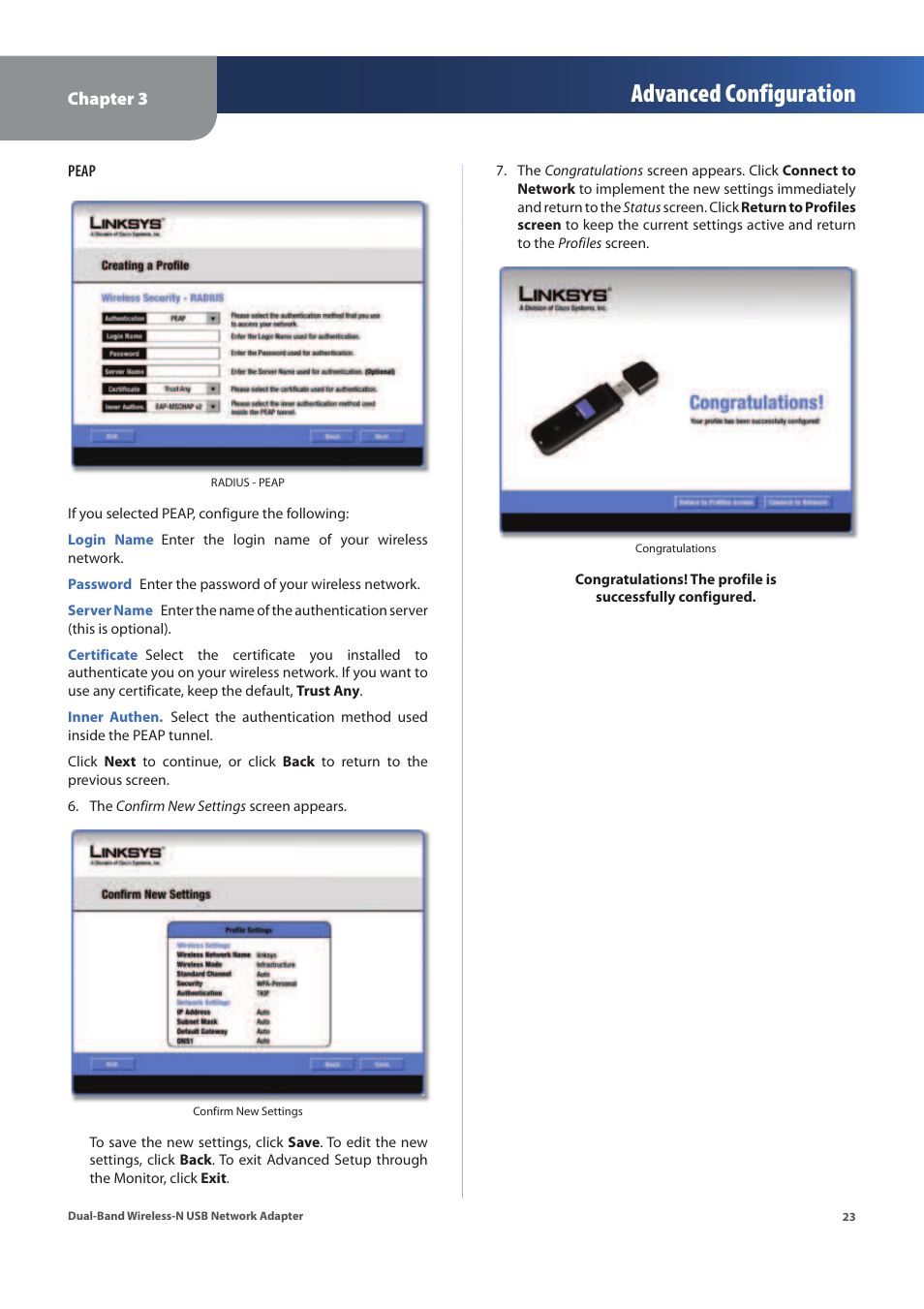 Advanced configuration | Linksys WUSB600N (EU) User Manual | Page 26 / 53