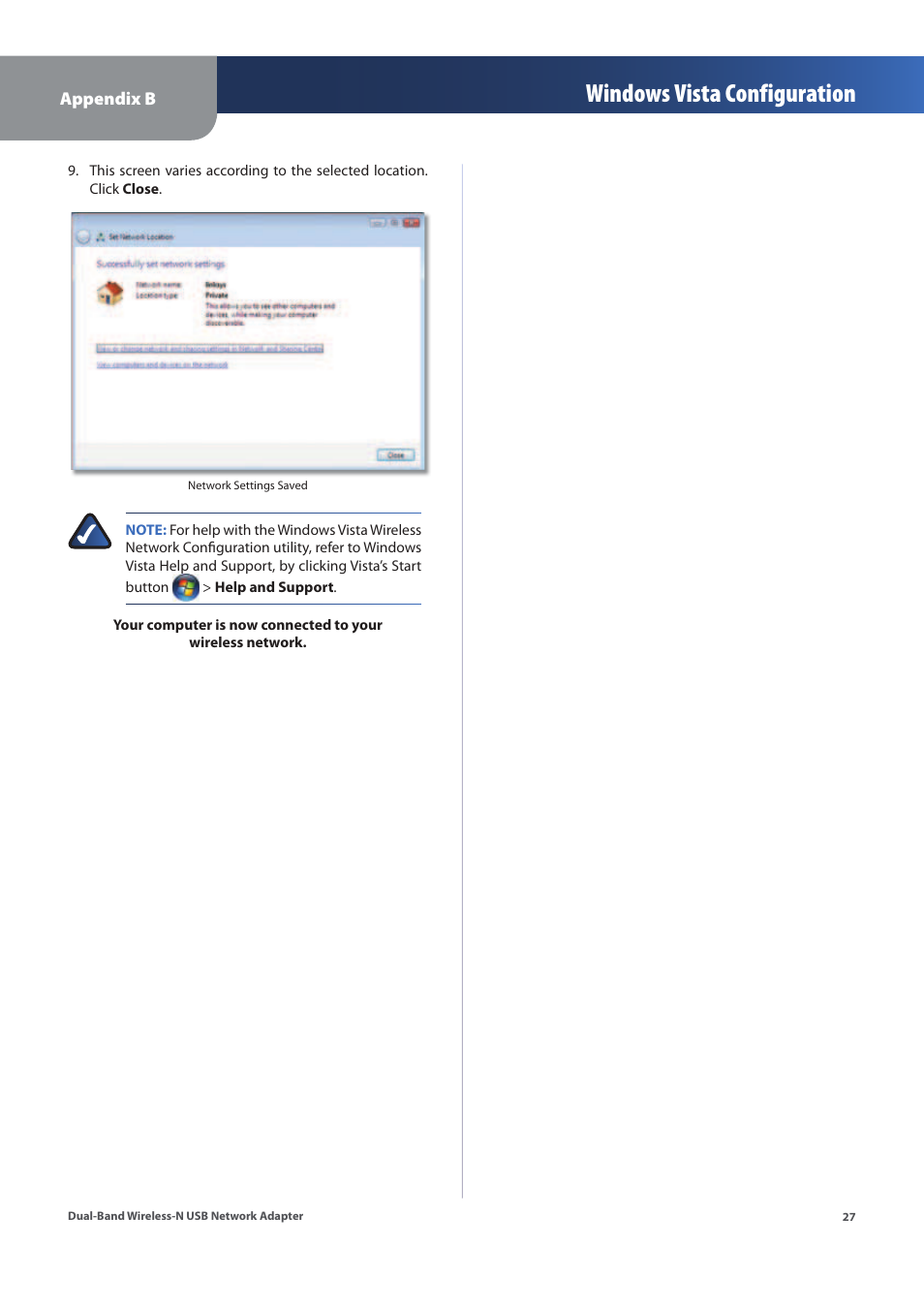 Windows vista configuration | Linksys WUSB600N (EU) User Manual | Page 30 / 53