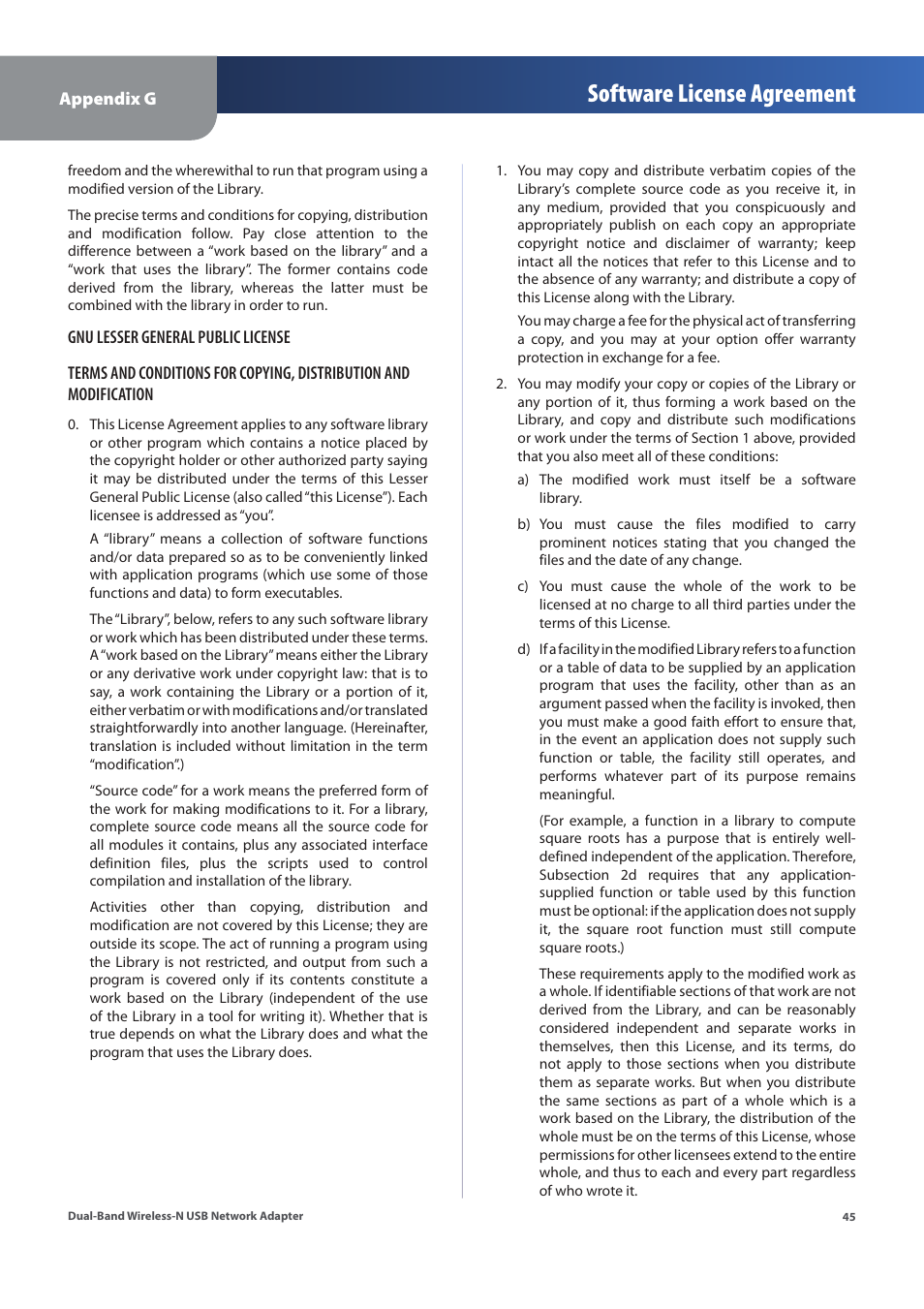 Software license agreement | Linksys WUSB600N (EU) User Manual | Page 48 / 53