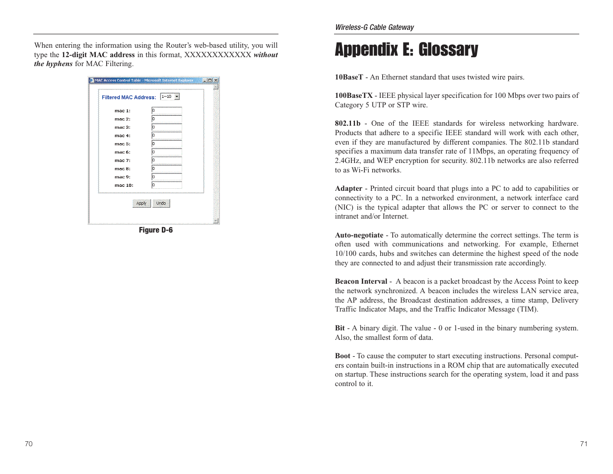 Appendix e: glossary | Linksys WCG200 User Manual | Page 39 / 47