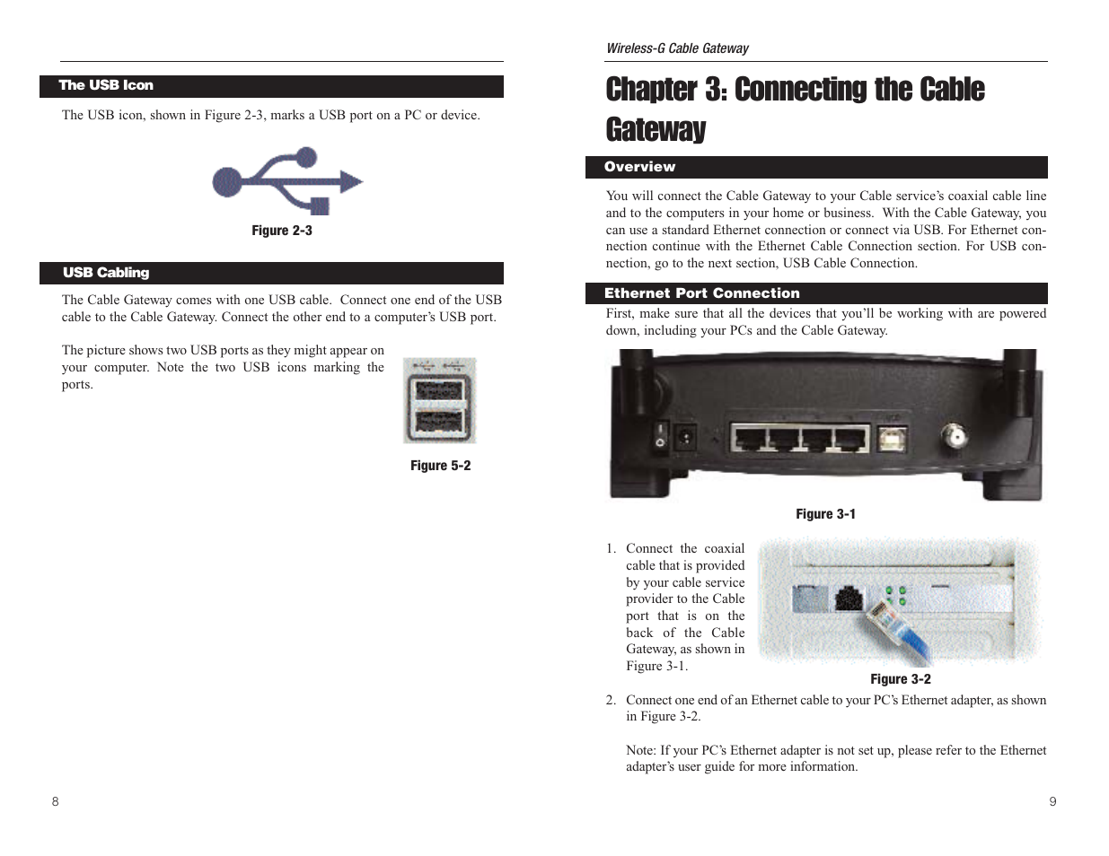 Chapter 3: connecting the cable gateway | Linksys WCG200 User Manual | Page 8 / 47