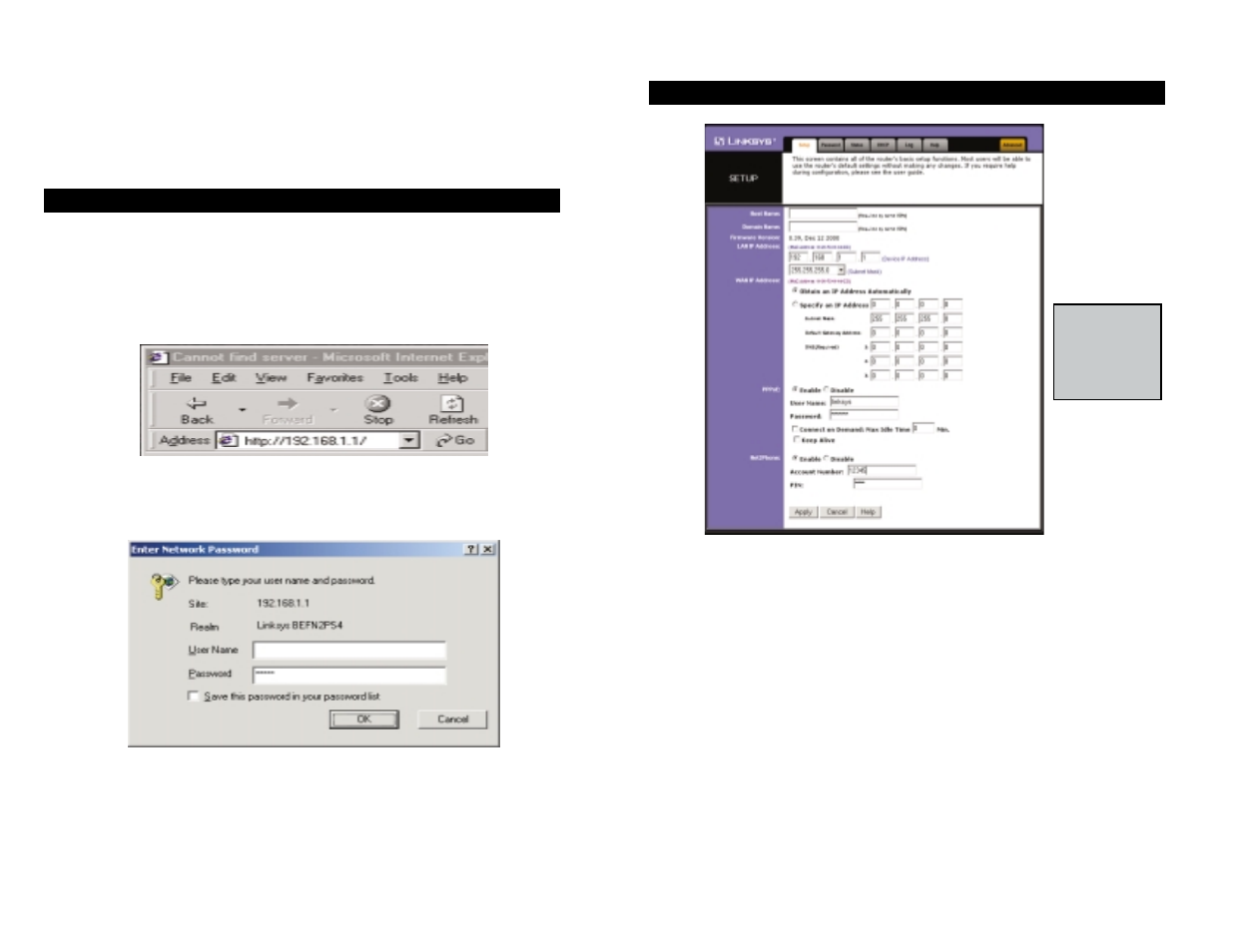 The cable/dsl voice router’s web-based utility | Linksys BEFN2PS4 User Manual | Page 13 / 31