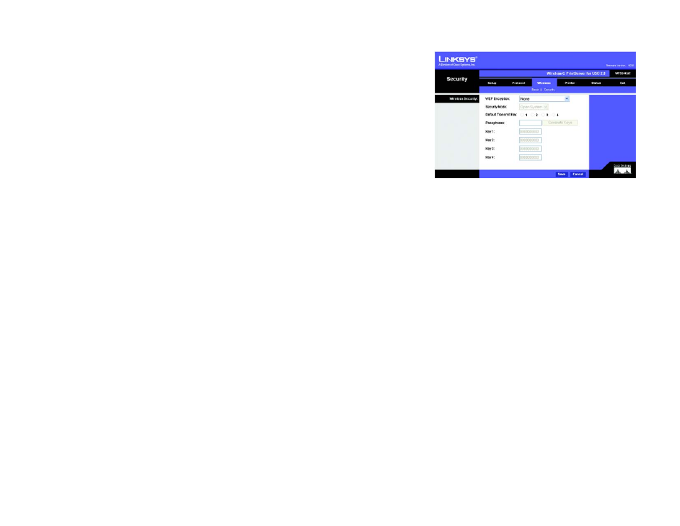 The wireless tab - security | Linksys WPS54GU2 User Manual | Page 30 / 76