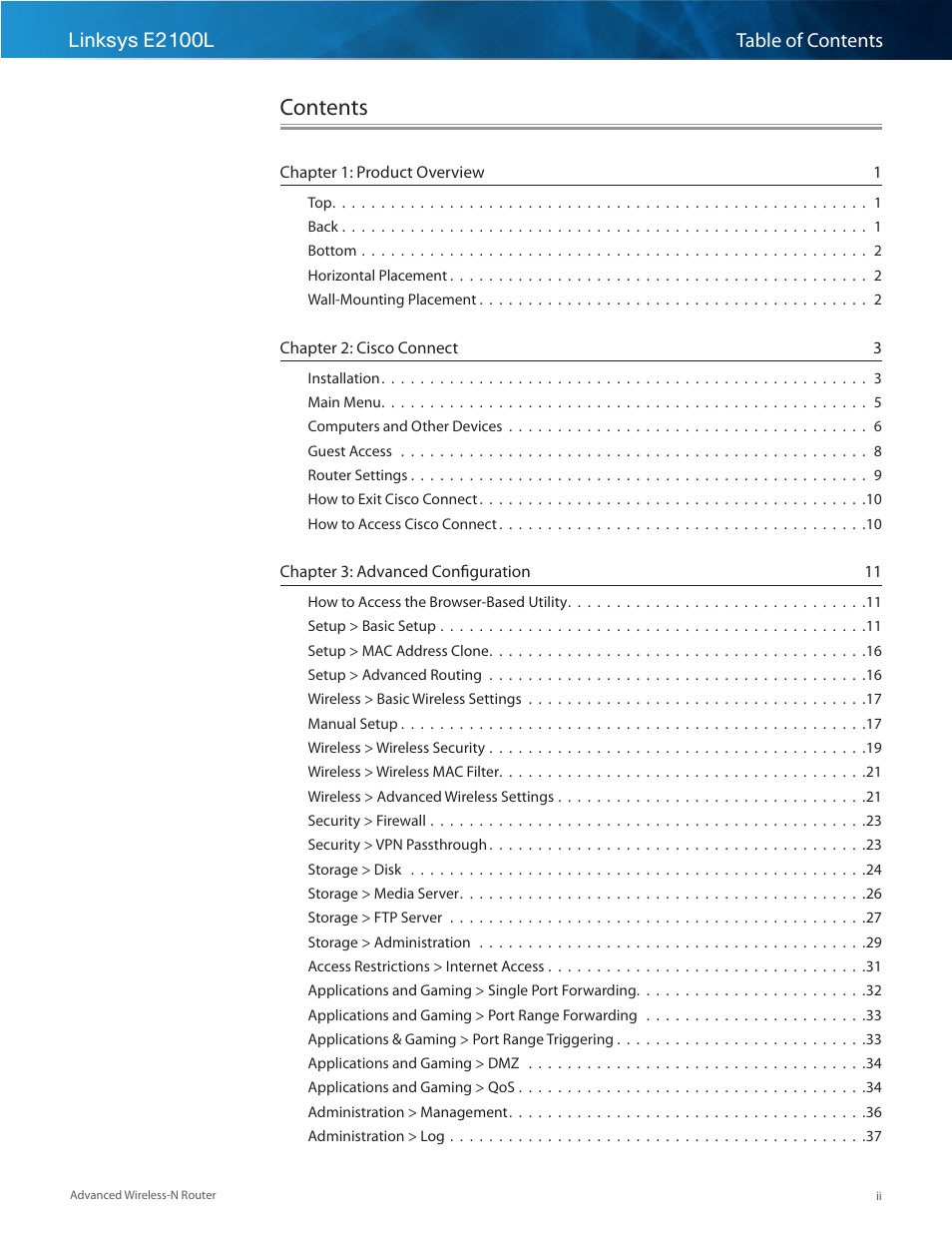 Linksys E2100L User Manual | Page 2 / 78