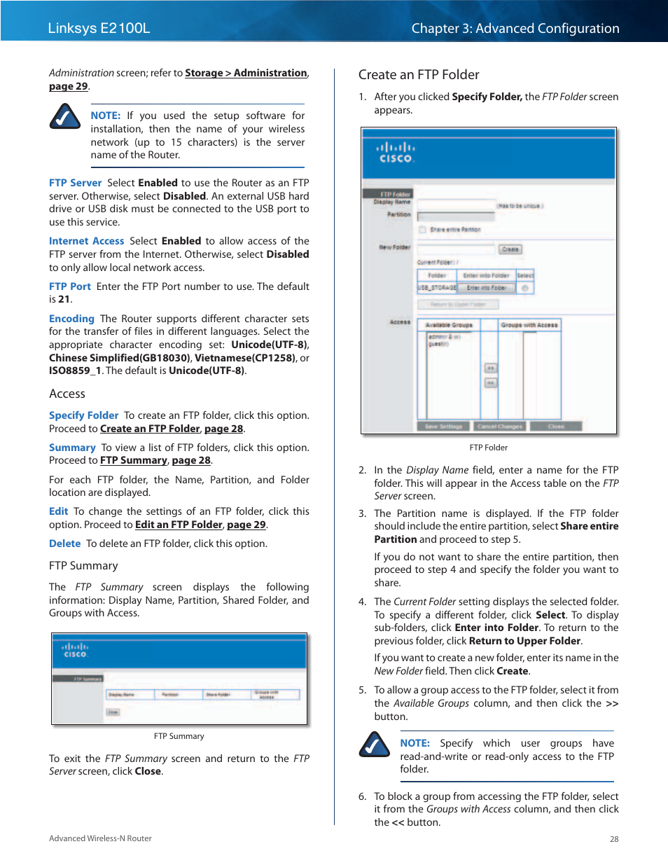 Create an ftp folder | Linksys E2100L User Manual | Page 31 / 78