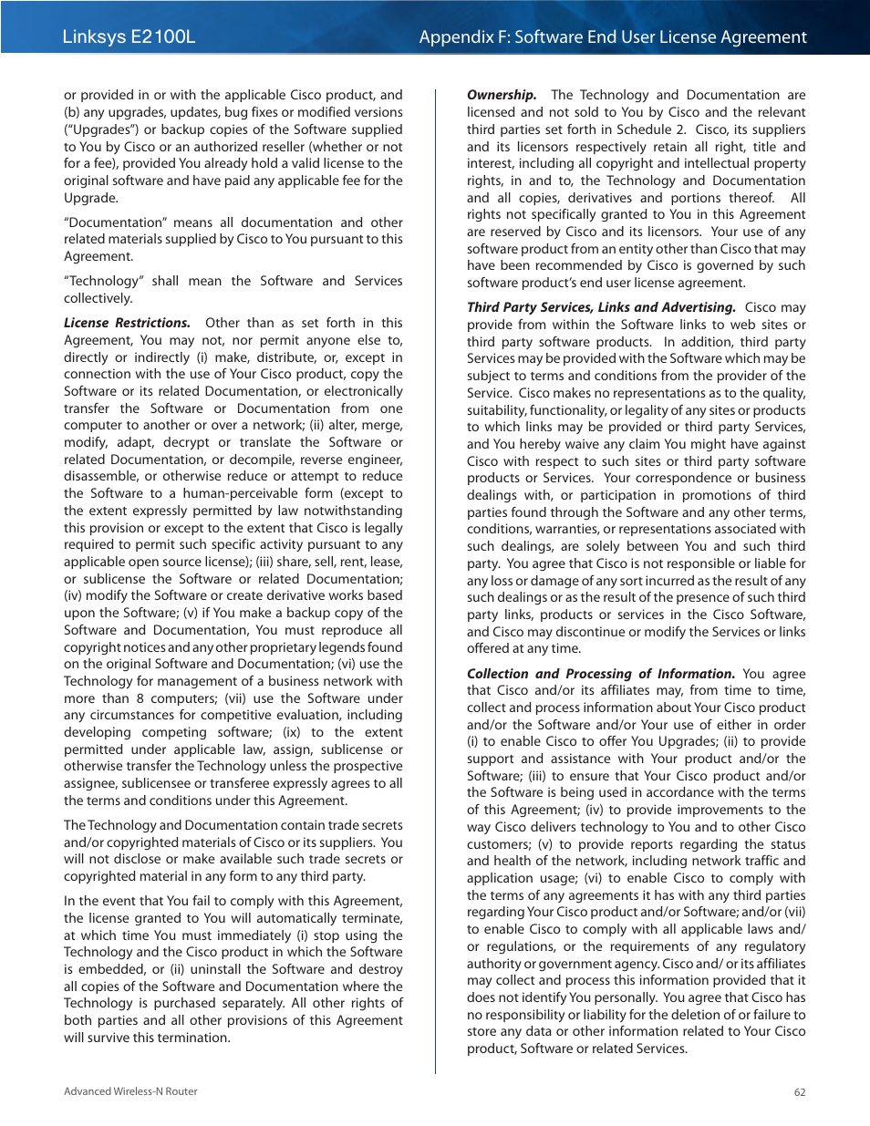 Linksys E2100L User Manual | Page 65 / 78