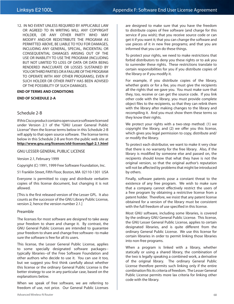 Linksys E2100L User Manual | Page 71 / 78