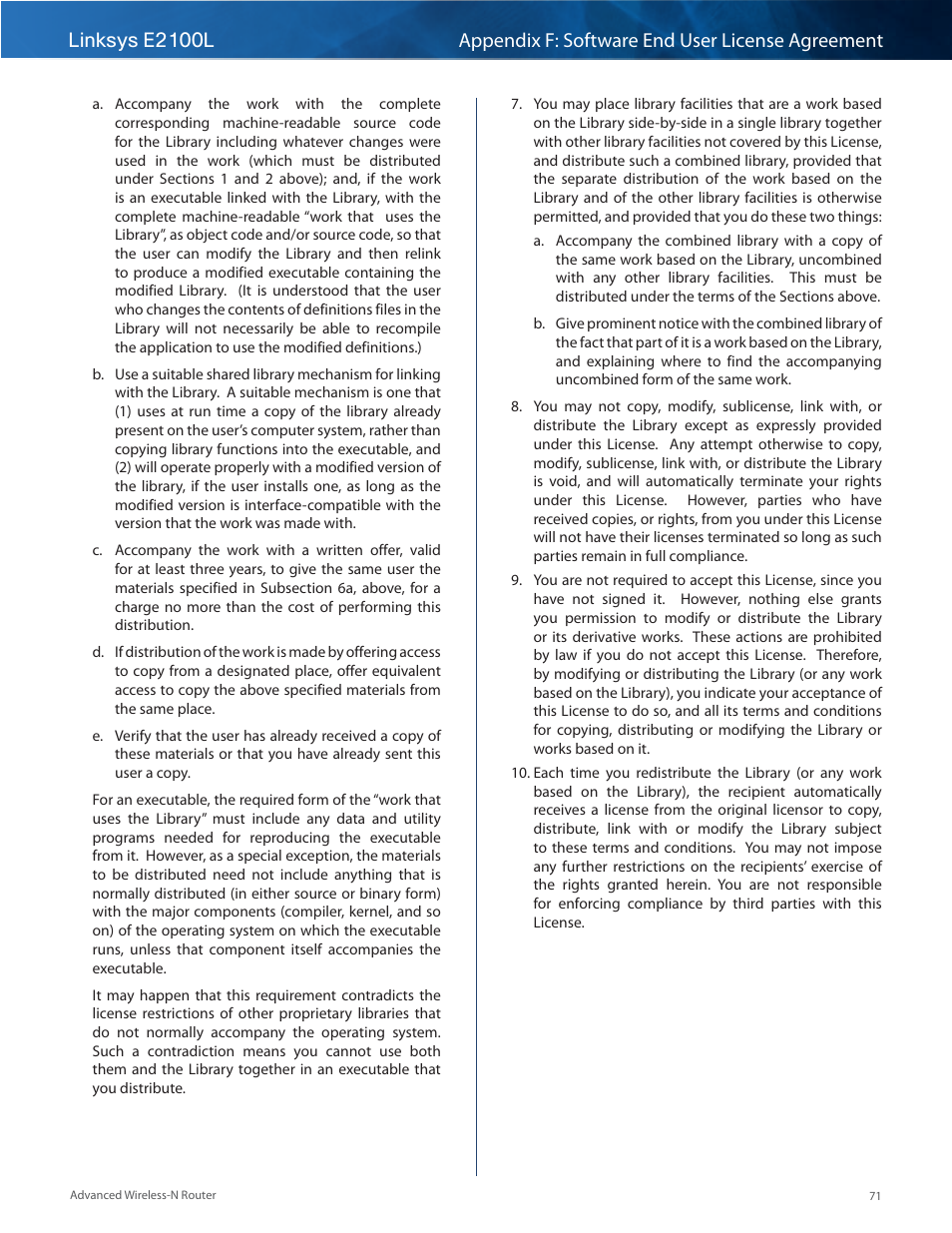 Linksys E2100L User Manual | Page 74 / 78