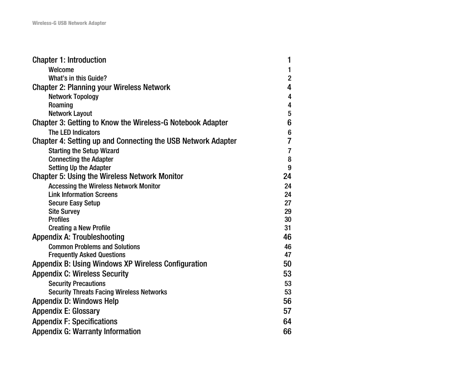 Linksys WUSB54G User Manual | Page 3 / 76