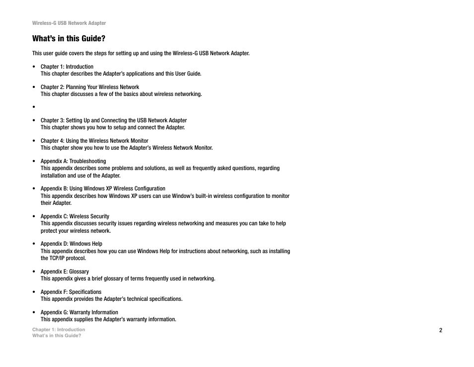 What’s in this guide | Linksys WUSB54G User Manual | Page 9 / 76