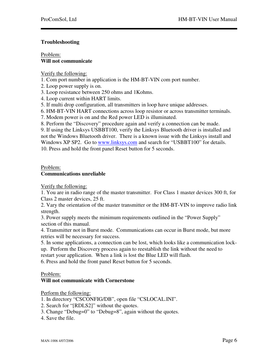 Linksys HM-BT-VIN User Manual | Page 6 / 8