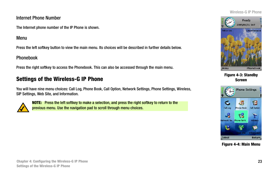 Settings of the wireless-g ip phone | Linksys WIP330 User Manual | Page 31 / 87