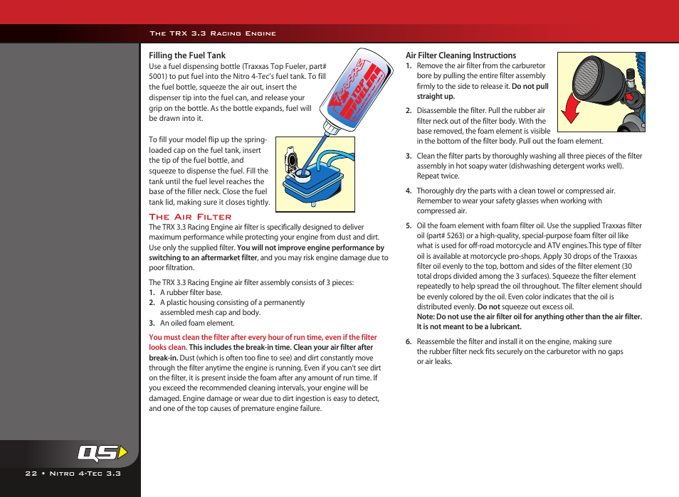 The air filter | LeapFrog Nitro 4-Tec 3.3TM all-wheel-drive 4809 User Manual | Page 22 / 44
