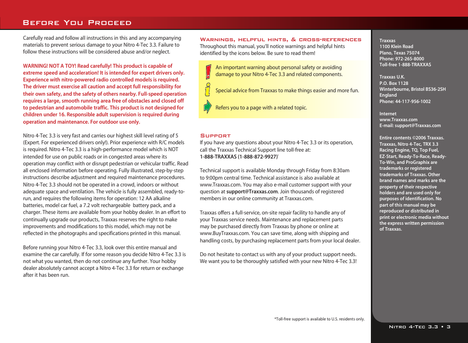 Before you proceed | LeapFrog Nitro 4-Tec 3.3TM all-wheel-drive 4809 User Manual | Page 3 / 44