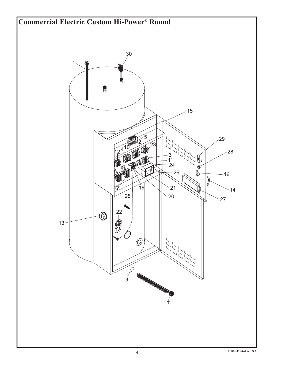 Commercial electric custom hi-power, Round | Lochinvar CHP User Manual | Page 4 / 4