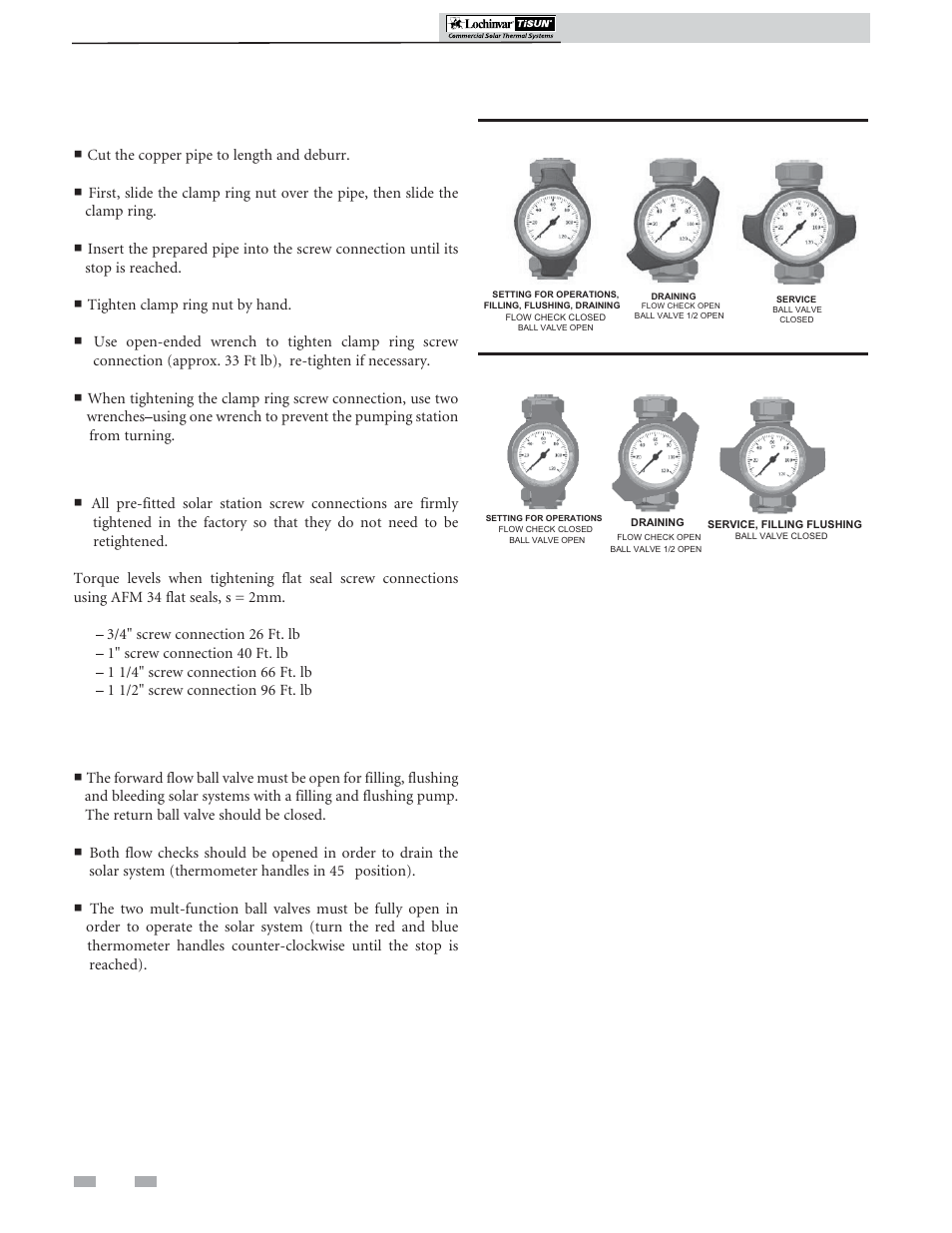Technology, installation and commissioning, Clamp ring screw connections, Flat seal screw connections | Sl-ps installation & operation manual | Lochinvar TISUN SPS0500 User Manual | Page 6 / 16