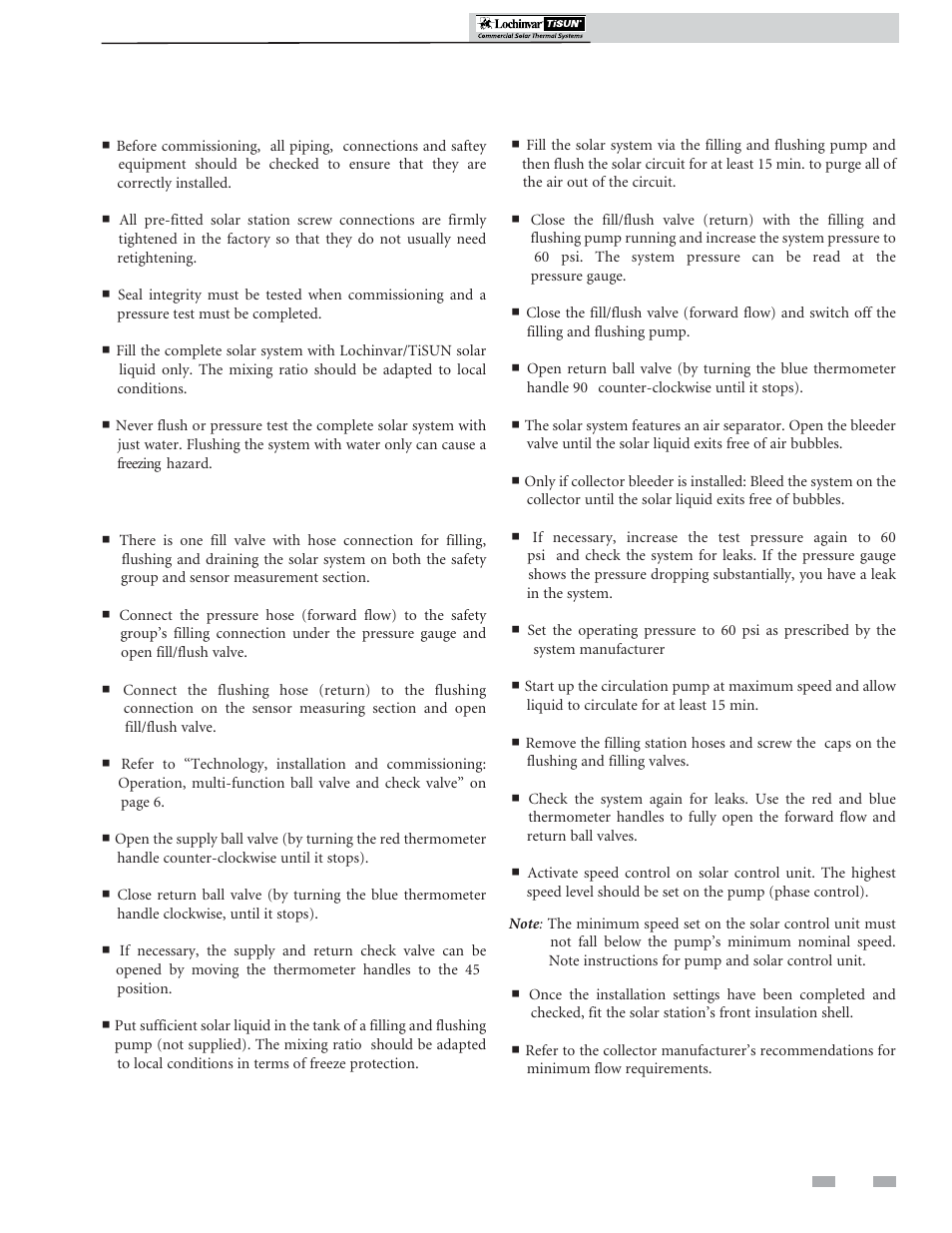Commissioning the solar system, General | Lochinvar TISUN SPS0500 User Manual | Page 7 / 16