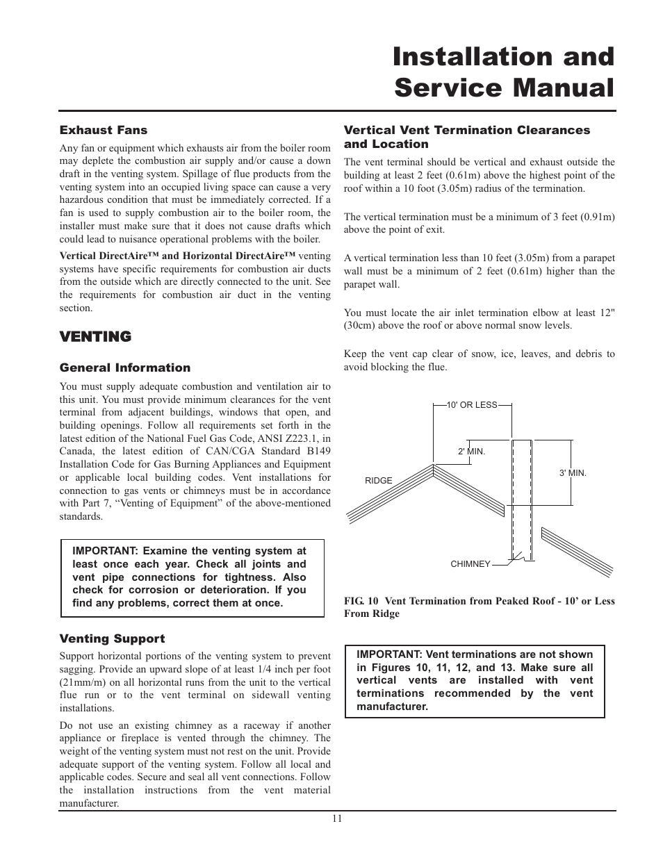 Installation and service manual | Lochinvar 399 User Manual | Page 11 / 72
