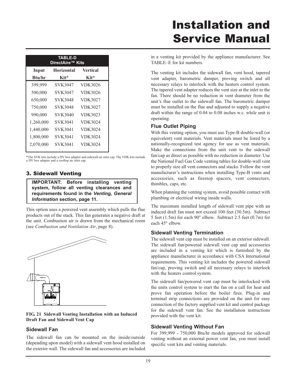 Installation and service manual | Lochinvar 399 User Manual | Page 19 / 72