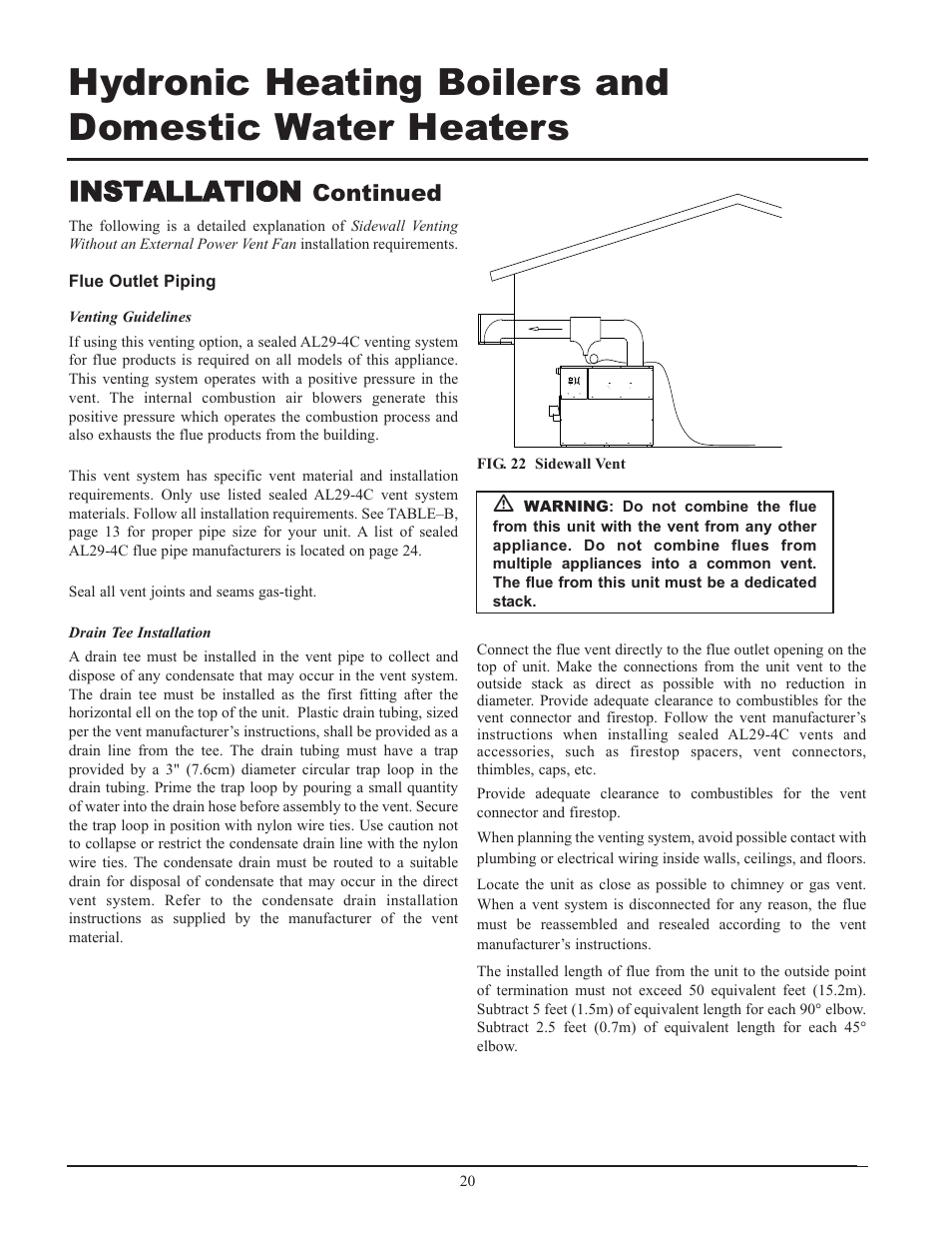 Installation, Continued | Lochinvar 399 User Manual | Page 20 / 72