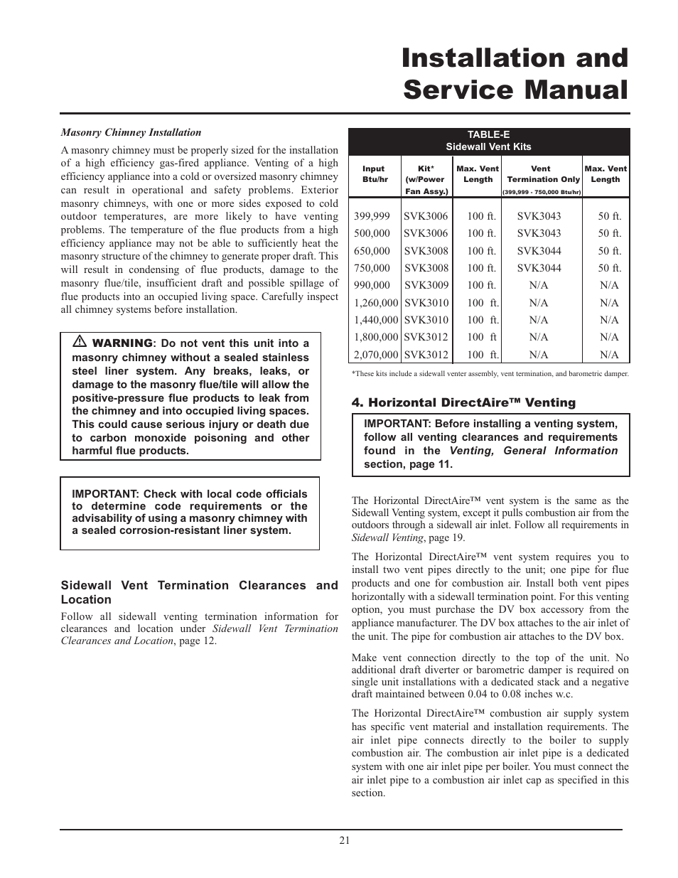 Installation and service manual | Lochinvar 399 User Manual | Page 21 / 72