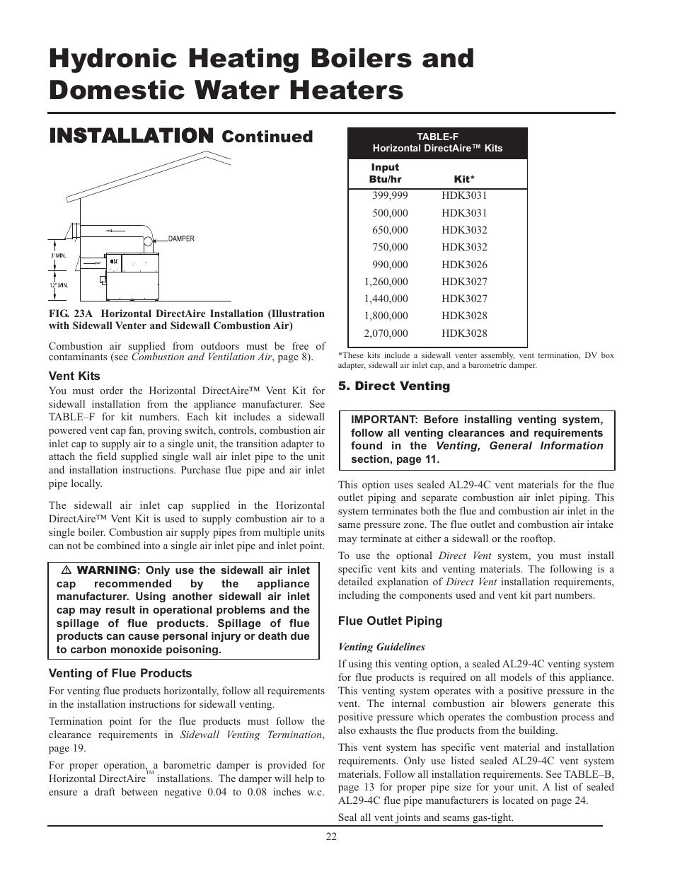 Installation, Continued | Lochinvar 399 User Manual | Page 22 / 72