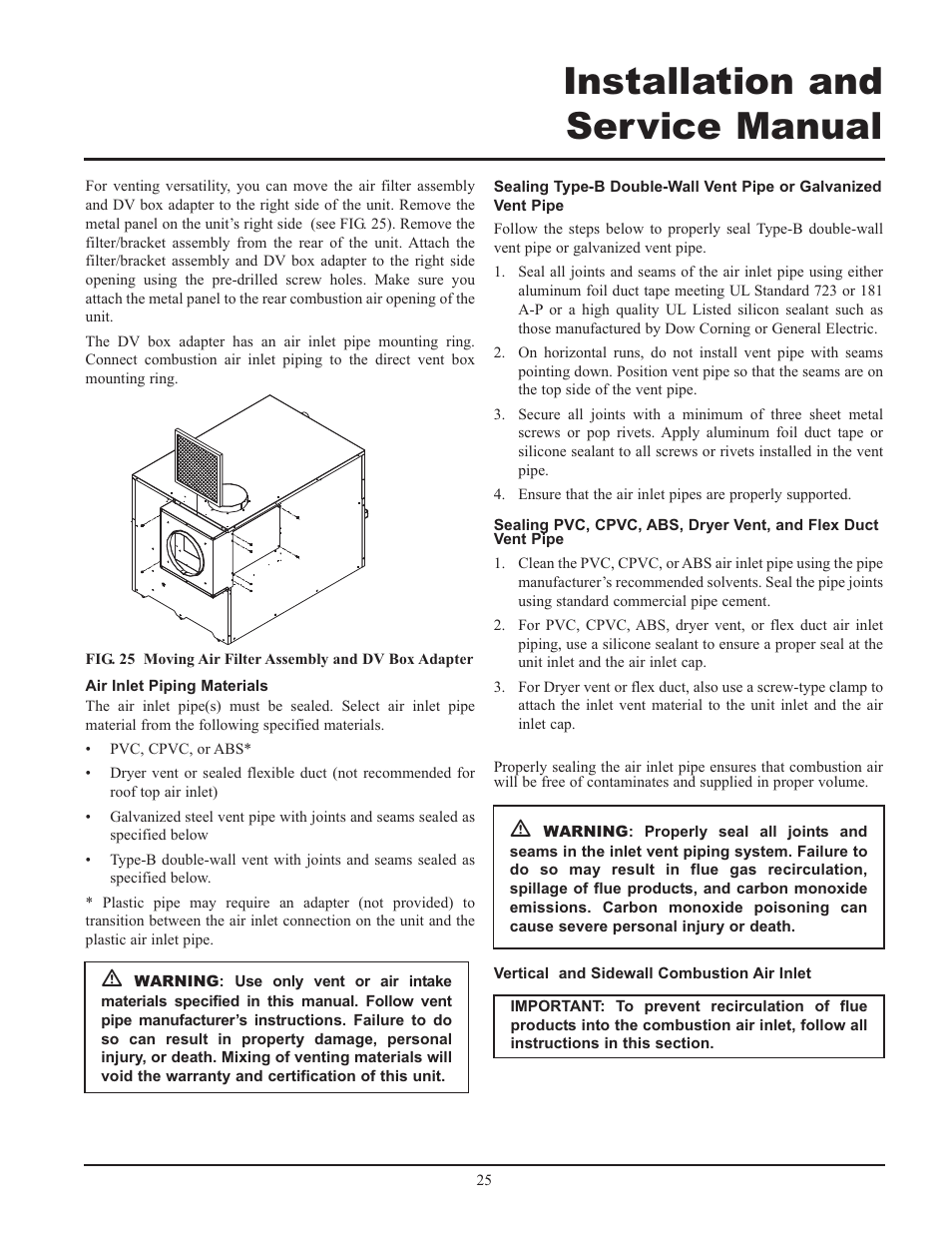 Installation and service manual | Lochinvar 399 User Manual | Page 25 / 72