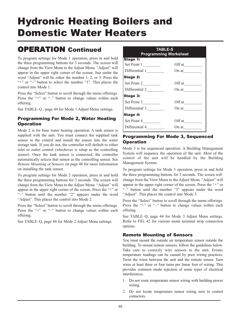 Operation, Continued | Lochinvar 399 User Manual | Page 48 / 72