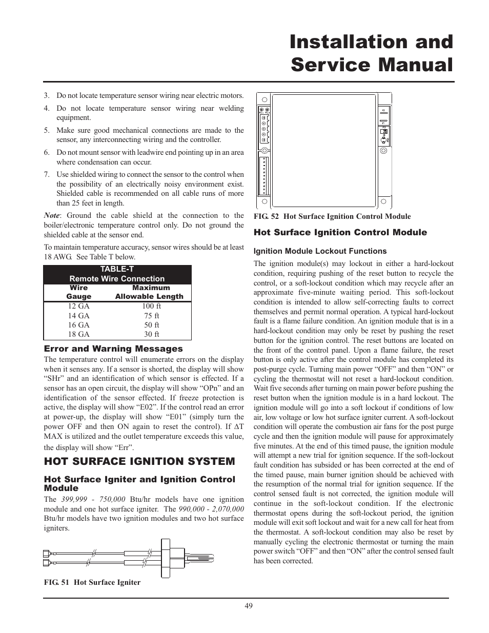 Installation and service manual, Hot surface ignition system | Lochinvar 399 User Manual | Page 49 / 72