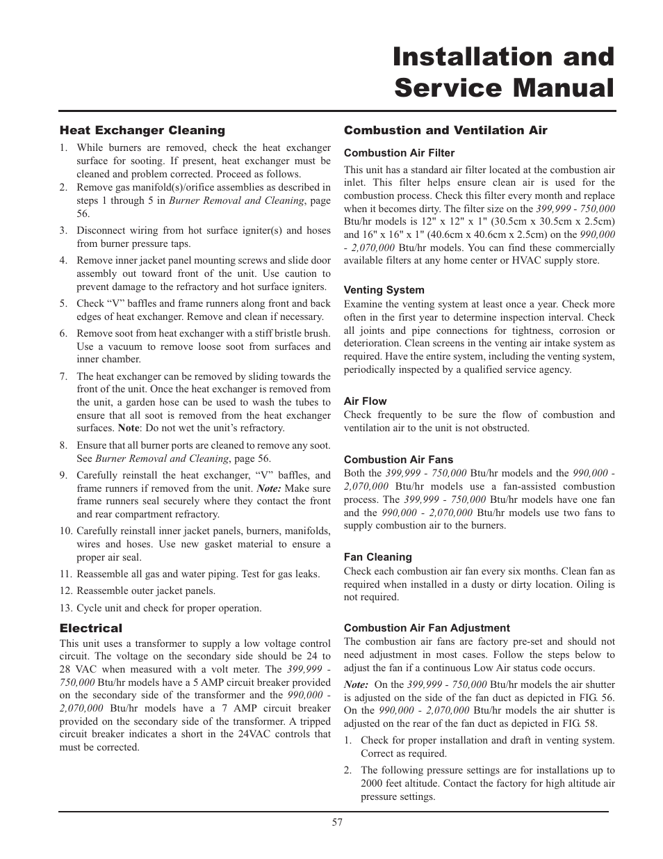 Installation and service manual | Lochinvar 399 User Manual | Page 57 / 72