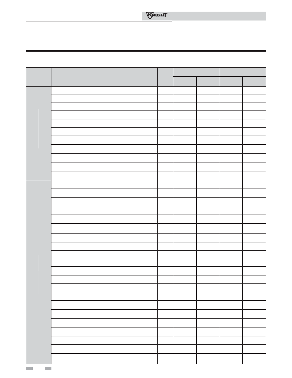 Service, Parameter table | Lochinvar Knight Heating Boiler 81-286 User Manual | Page 16 / 48