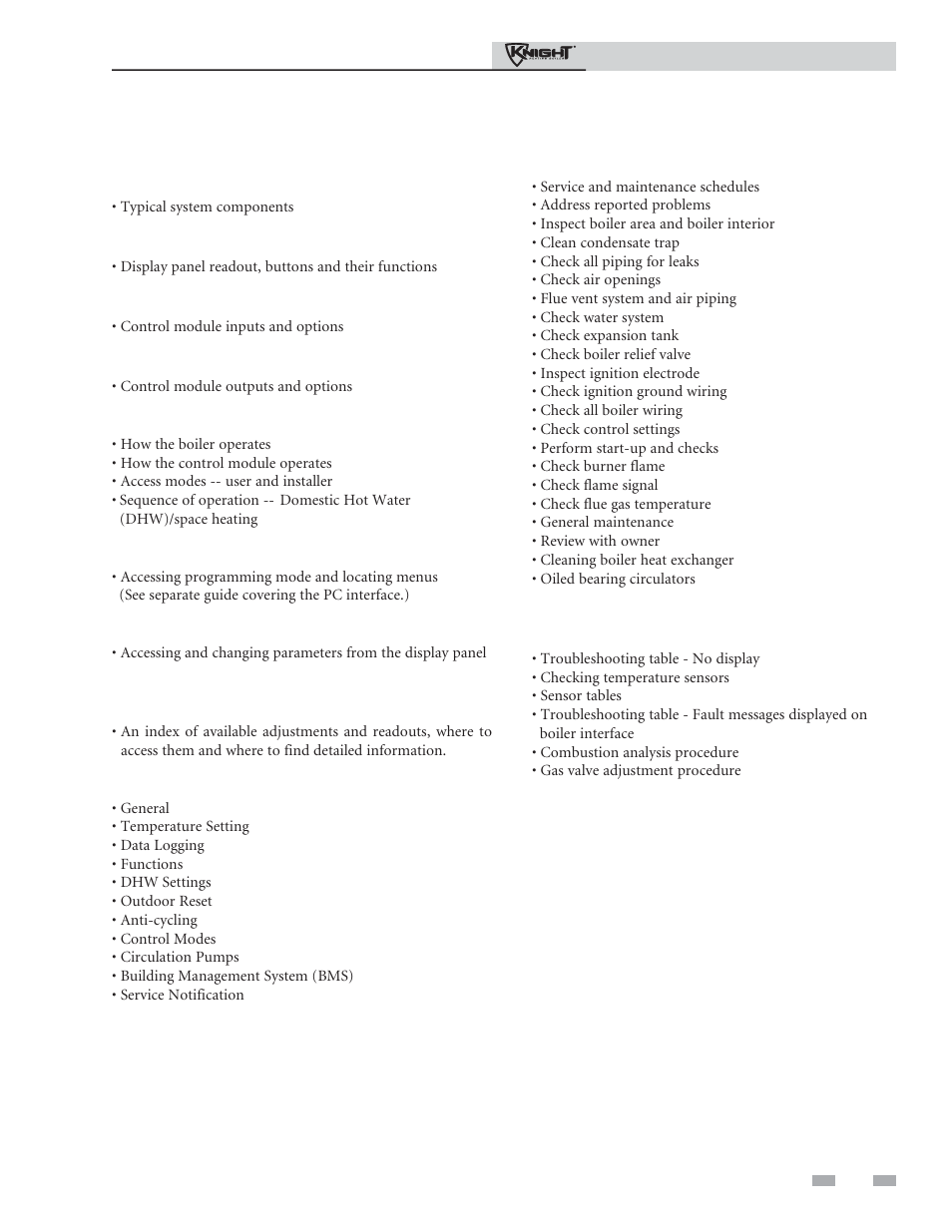 What is in this manual | Lochinvar Knight Heating Boiler 81-286 User Manual | Page 5 / 48